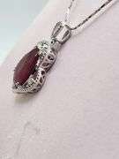 Unbelievable very fine Ruby and diamond Necklace in Silver – GGA Certified