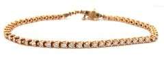 14kt Yellow gold round brilliant cut diamond tennis bracelet
