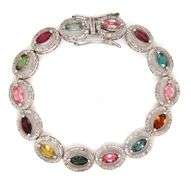 Darling 7.4CTW Oval Marquise-Cut Multi-Color Tourmaline Gemstone & Diamond Bracelet in 14K White Gol