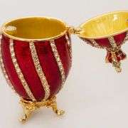 3.2" Twisted Fabergé Egg Replica Jewelry Box – Red Keepsake Яйцо Фаберже