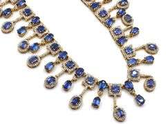Breathtaking 39.00CTW Brand New European Oval & Round Shaped Faceted Kyanite & 4.25CTW Diamonds Neck