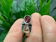 Sterling Silver Gemstone Natural Garnet Ring Size 10