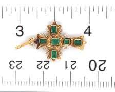 14kt Yellow gold emerald cross pendant
