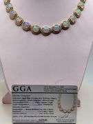 Unbelievable very fine Opal and diamond Necklace in Silver – GGA Certified