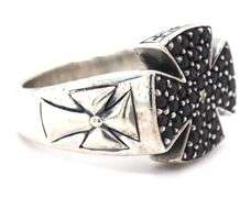 Scott Kay wide black sapphire cross ring