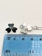 925 Sterling Silver Set Of Pendant And Earrings Floral With heart Shape Petals