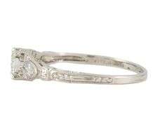 Vintage 0.55ctw European and Marquise Diamond Filigree Scroll Ring in Platinum