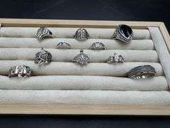 Sterling Silver Curated Ring Assortment Various Sizes & Styles (10 Ring Lot)