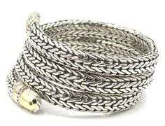 John Hardy 2 tone Palu Coil wrap bangle bracelet