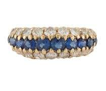 0.95ctw Diamonds and 1.00ctw Sapphire Dome Band Ring in 14K