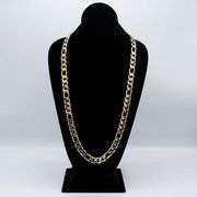 Huge 111.6 Gram 14Kt Gold Plate Figaro Italian Link Chain Necklace