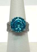 Beautiful 14 kt White Gold Plate 5 Ct Simulated Swiss Blue Topaz Ring