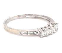 14kt White gold princess cut channel set diamond band