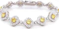 925 Sterling silver flower link cubic zirconia bracelet