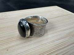 Sterling Silver Black Onyx Gemstone Cab Ring Size 10