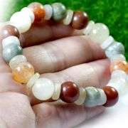 Real! 150.60ct multi-color Burmese Jade bracelet!!!