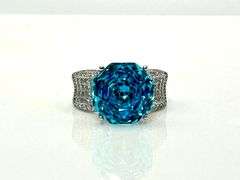 Beautiful 14 kt White Gold Plate 5 Ct Simulated Swiss Blue Topaz Ring