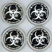 4 Diff. 'Zombucks Currency of the Apocalypse' 1 Troy Oz .999 Fine Silvers in capsules