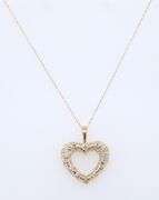 14kt Yellow Gold Diamond Heart Shaped Pendant on Chain