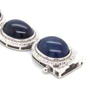 Enamoring 66.06 Oscar Friedman Oval Cabochon-Cut Star Blue Sapphire & Diamond Bracelet in 14K White 