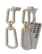 New 0.58ctw Diamond Open Geometric Two Tone Drop Earrings in 14K