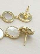 925 Gold Tone Sterling Silver  Mother of Pear; Three Drop Earrings