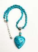 925 Sterling Silver DRT Jay King Large Turquoise Heart Necklace
