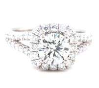 14kt White gold 1.32ctw round brilliant cut lab grown with 0.79ctw split shank halo ring