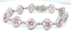 925 Sterling silver flower link cubic zirconia bracelet