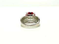 Stunning 14 kt. White Gold Plate 5 Ct Rose Cut Simulated Red Ruby Ring
