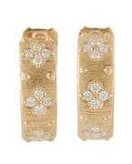 New 0.89ctw Diamond Clover Brushed Hoop Earrings in 14K