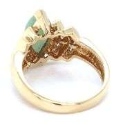 14kt Yellow gold marquise Jade and channel set diamond ring