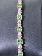 Old Fashion Silver Bracelet with high value Diamonds, Emeralds, and Rubies