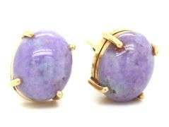 18kt Yellow gold Lavender Jade stud earrings