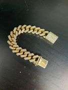 MEN'S 14K YELLOW GOLD AND DIAMOND CUBAN LINK BRACELET. CERTIFIED. OVER 135 GRAMS.