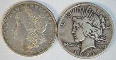 1878-P 7TF and 1921 Peace Silver Dollars