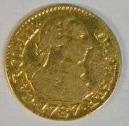 Scarce 1787 Spanish Colonial ½ Escudo Gold Piece. Nice
