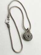 925 Sterling Silver Vintage Atr Deco Marcasite Pendant With Foxtail Suarti Chain Necklace           