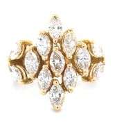 18kt Yellow gold 2ctw marquise diamond cluster ring