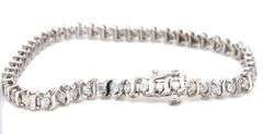 14kt White gold 1.45ctw diamond S link tennis bracelet