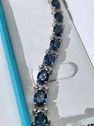Deep Ocean Blue Topaz Bracelet in Sterling Silver