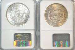 Near Gem BU 1885-O & 1887 Morgan Silver Dollars. NGC MS64