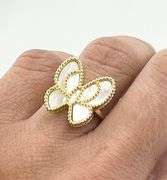 925 Sterling Silver Mother Of Pearl Butterfly Ring