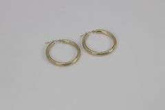 10k Yellow Gold Fancy Diamond Cut Hoop Earrings 30mm