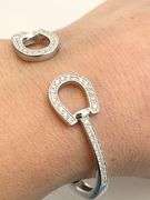 925 Sterling Silver Two Horsebit Motifs With End Design As Half Saddle Details Bangle