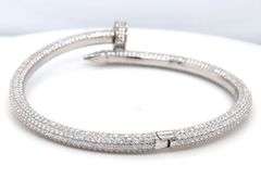 925 Sterling silver cubic zirconia nail bangle bracelet