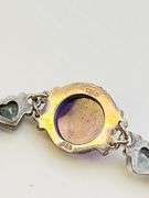 925 Sterling Silver Signed Sajen Hand Made Carved Amethyst And Mystic Topaz Accent Bracelet