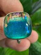 Sterling Silver 925 One of a Kind Dichroic Glass Ring Size 7