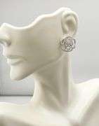 925 Sterling Silver Camelia Flower CZ Stud Earrings