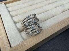 Sterling Silver 925 Natural Gemstone Blue Topaz Cocktail Ring Size 6.5